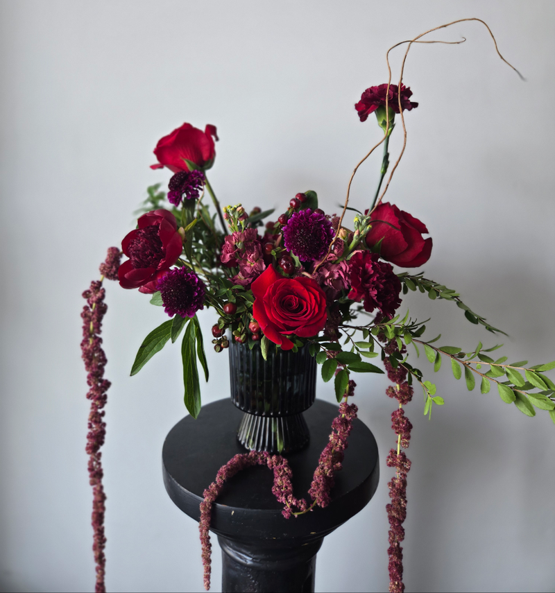 Valentines Vase Arrangement- Romantic Red