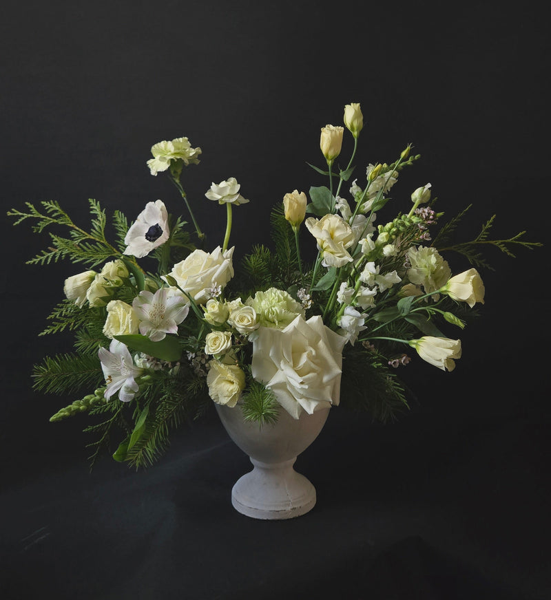 Winter Whites & Greens Compote Vase