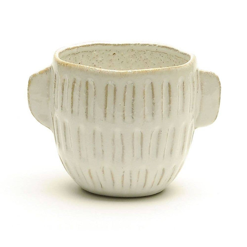 White Ceramic Pot With Handles