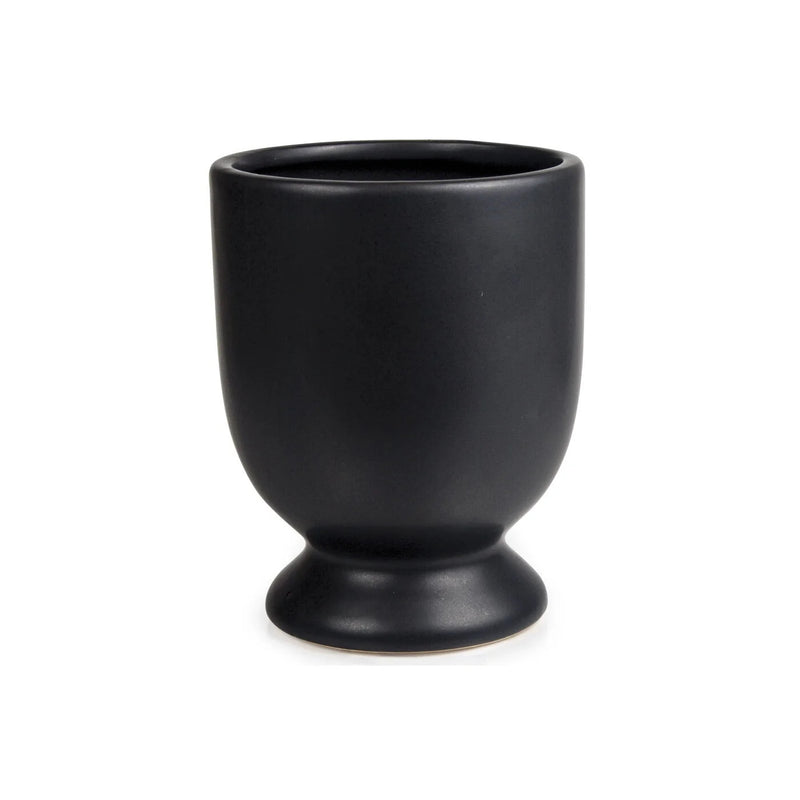 Matte Black Pedestal Ceramic Pot