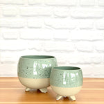 Sage Footed Speckle Pot & Vase