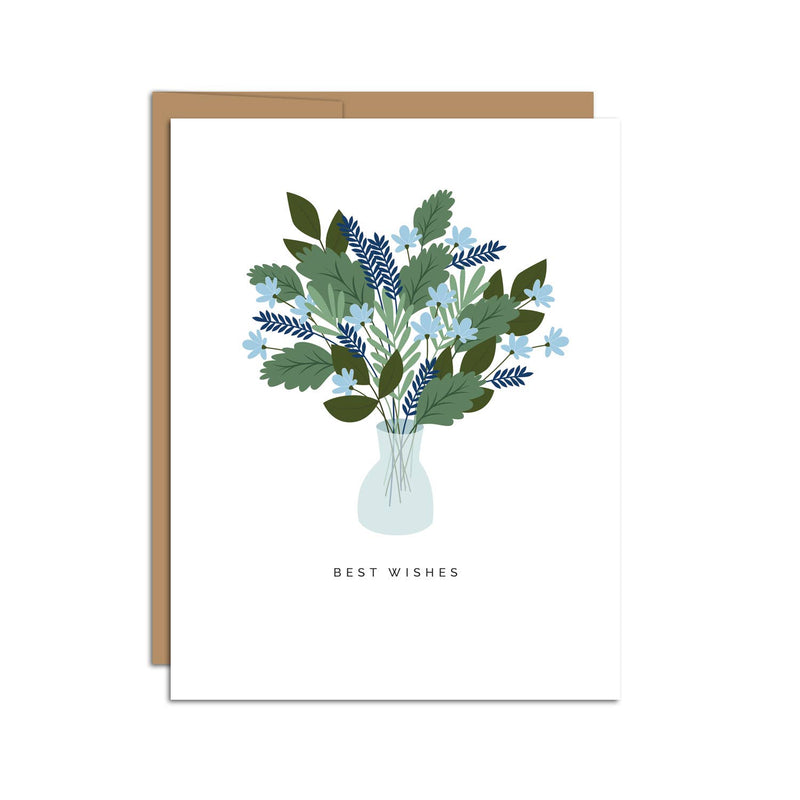 "Best Wishes" Blue Bouquet / Wedding / Celebration / Card