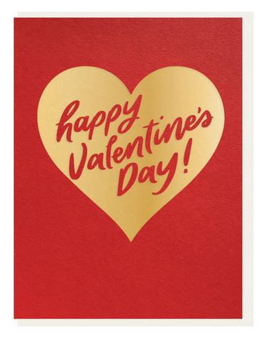 Happy Valentines Day Gold Foil Heart by Dahlia Press